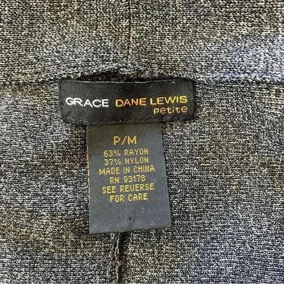 Grace Dane Lewis Gray Open Front Drape Cardigan Medium Petite Long Sleeves - Picture 9 of 9